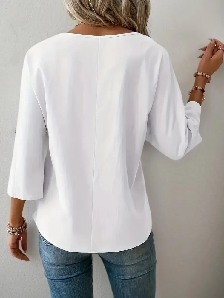 Blusa Plus Size Feminina Manga 3/4 Solta para Verão