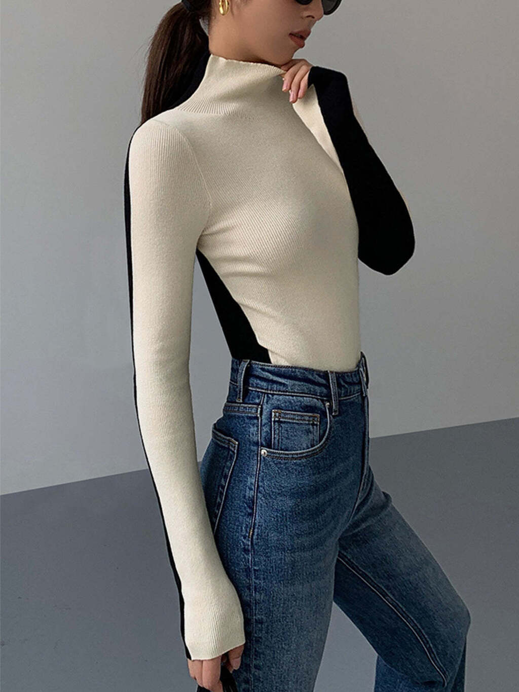 Blusa de Malha Manga Longa Dupla Face