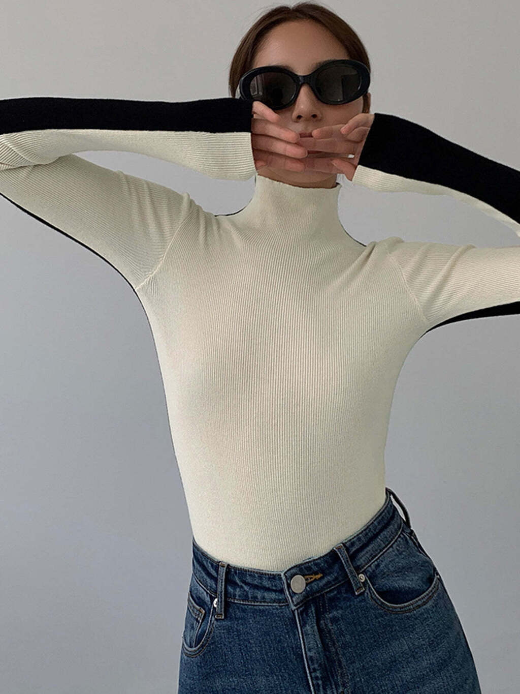 Blusa de Malha Manga Longa Dupla Face