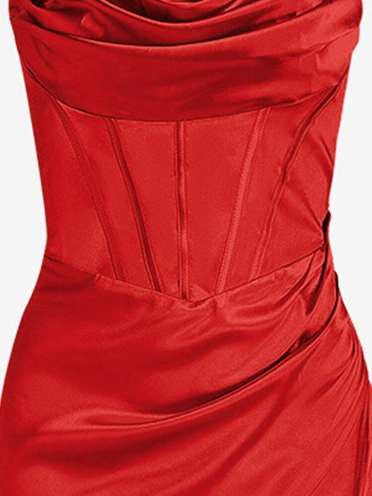 Vestido Longo Fenda Lateral e Decote Draped – Elegância e Sensualidade