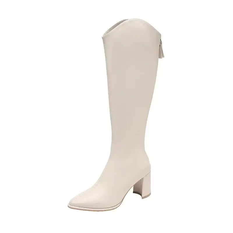 Bota Alta Feminina com Salto Ivy – Estilo e Conforto para Todos os Momentos