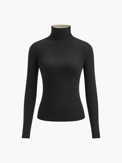 Blusa de Malha Manga Longa Dupla Face