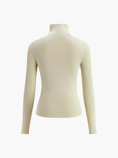 Blusa de Malha Manga Longa Dupla Face