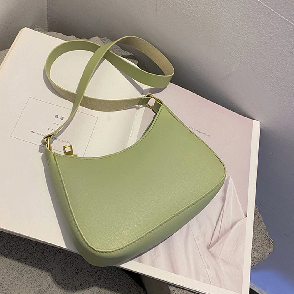 Bolsa Hobo Feminina Minimalista em Couro PU – Ombro e Transversal