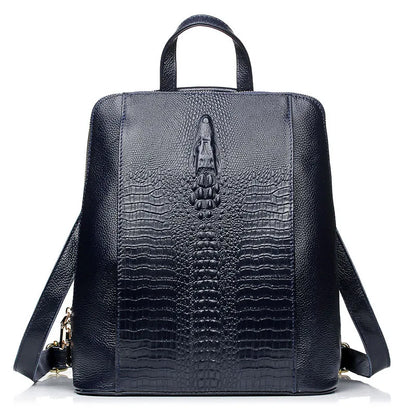 Mochila Feminina Couro Legítimo Zency Croco para Notebook 13"