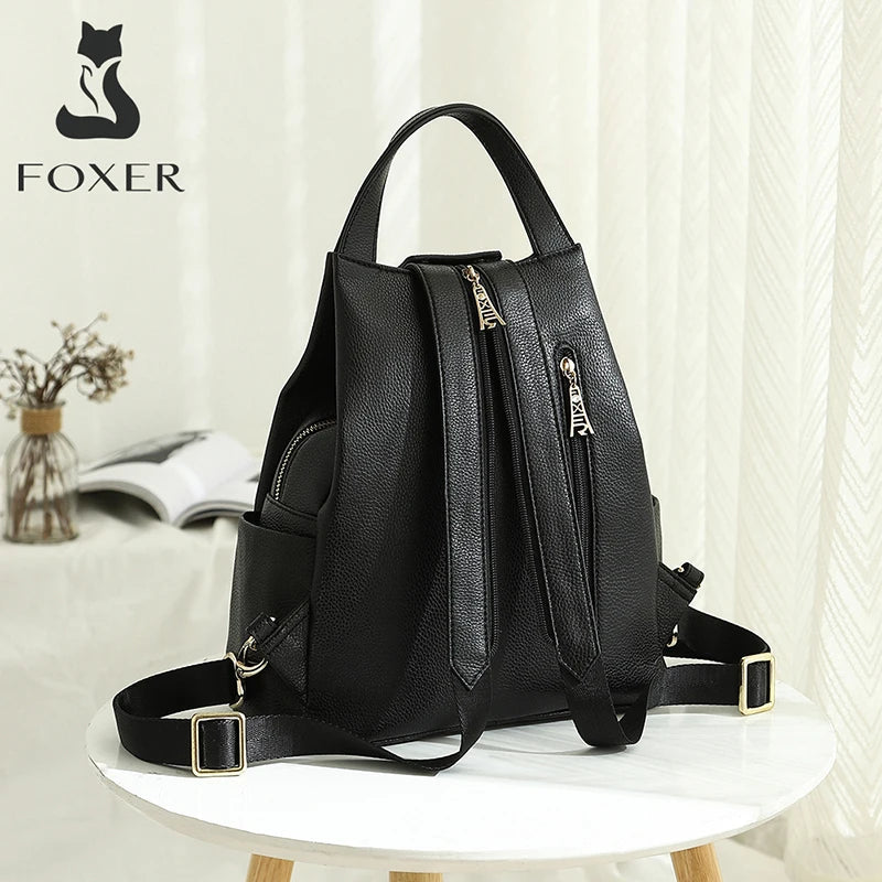 Mochila Feminina FOXER em Couro para Dia a Dia e Viagem