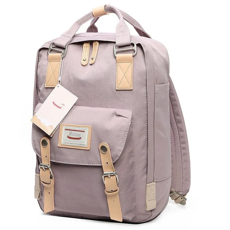 Mochila Feminina Impermeável 14" Estilo Retrô para Notebook e Faculdade