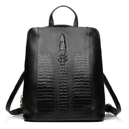 Mochila Feminina Couro Legítimo Zency Croco para Notebook 13"