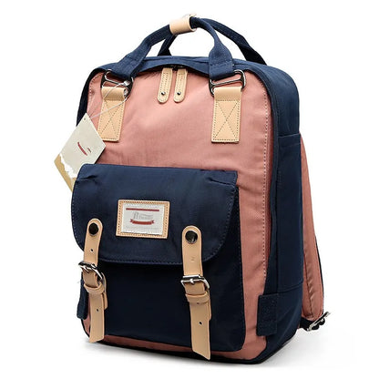 Mochila Feminina Impermeável 14" Estilo Retrô para Notebook e Faculdade