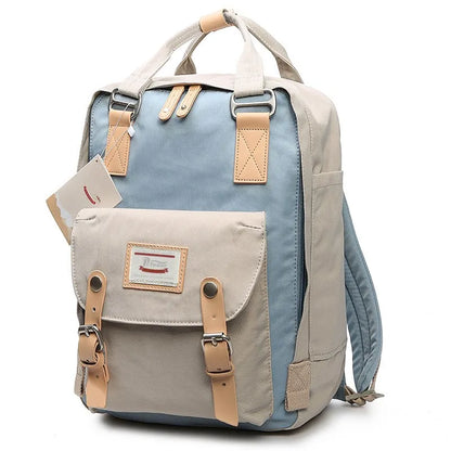 Mochila Feminina Impermeável 14" Estilo Retrô para Notebook e Faculdade