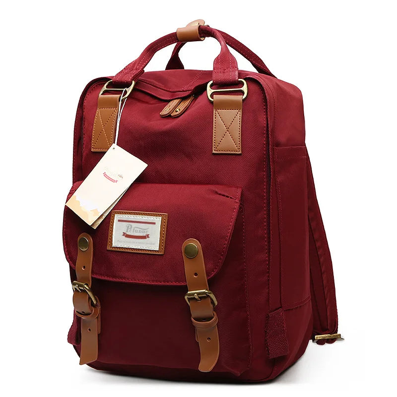 Mochila Feminina Impermeável 14" Estilo Retrô para Notebook e Faculdade