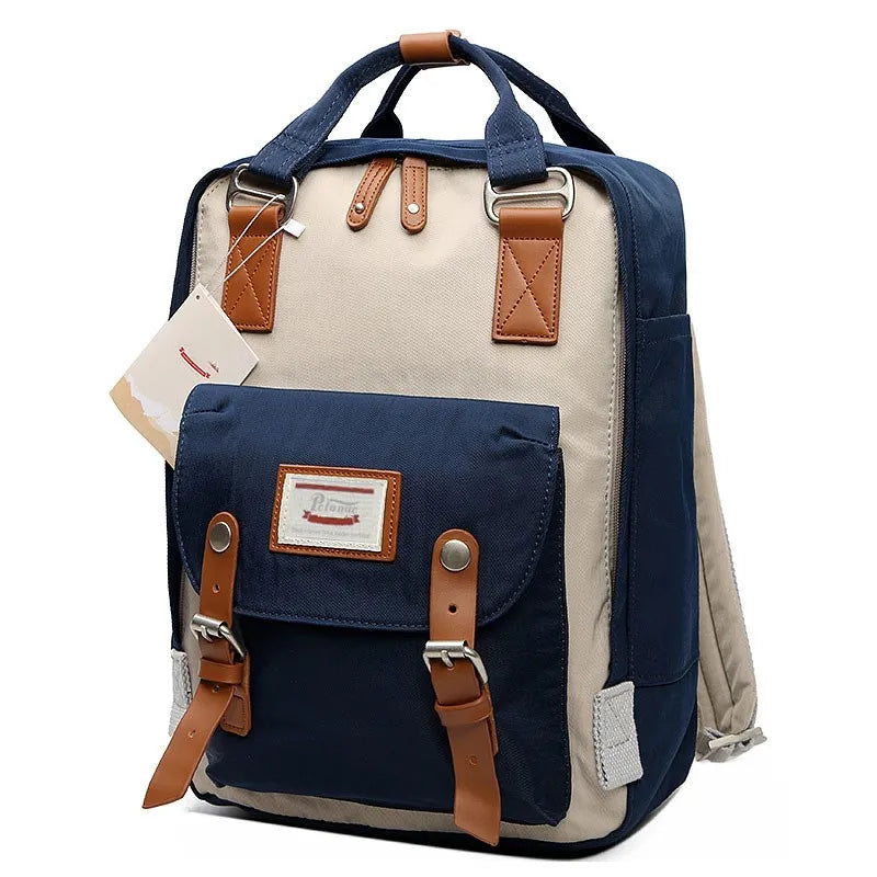 Mochila Feminina Impermeável 14" Estilo Retrô para Notebook e Faculdade