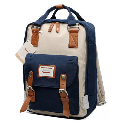 Mochila Feminina Impermeável 14" Estilo Retrô para Notebook e Faculdade