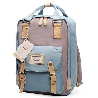 Mochila Feminina Impermeável 14" Estilo Retrô para Notebook e Faculdade