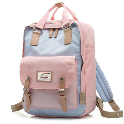 Mochila Feminina Impermeável 14" Estilo Retrô para Notebook e Faculdade