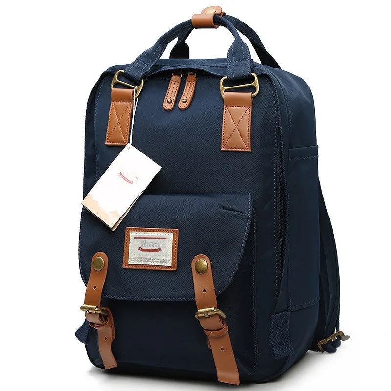 Mochila Feminina Impermeável 14" Estilo Retrô para Notebook e Faculdade