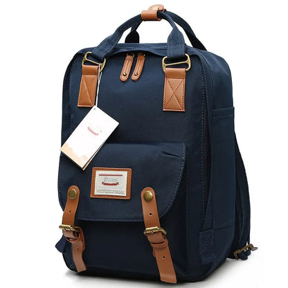 Mochila Feminina Impermeável 14" Estilo Retrô para Notebook e Faculdade
