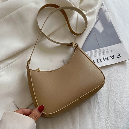 Bolsa Hobo Feminina Minimalista em Couro PU – Ombro e Transversal