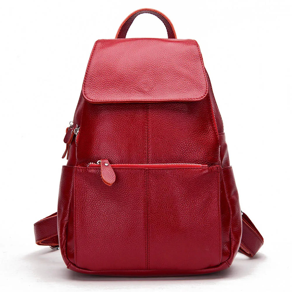 Mochila Feminina Zency Couro Legítimo Antifurto Grande