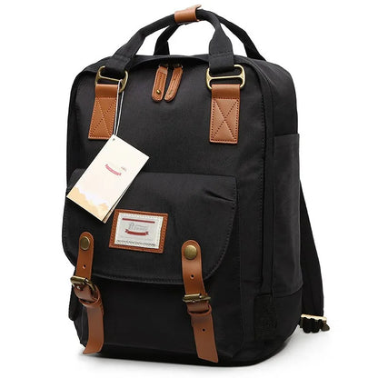 Mochila Feminina Impermeável 14" Estilo Retrô para Notebook e Faculdade