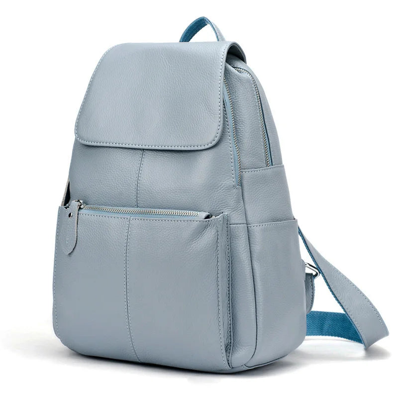 Mochila Feminina Zency Couro Legítimo Antifurto Grande