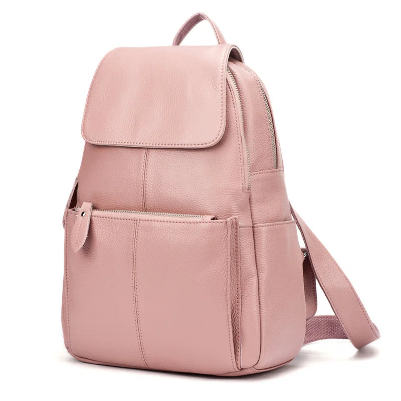 Mochila Feminina Zency Couro Legítimo Antifurto Grande