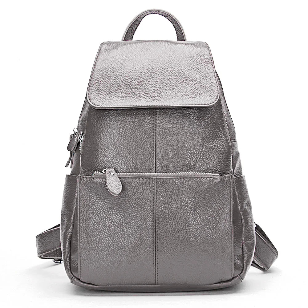 Mochila Feminina Zency Couro Legítimo Antifurto Grande