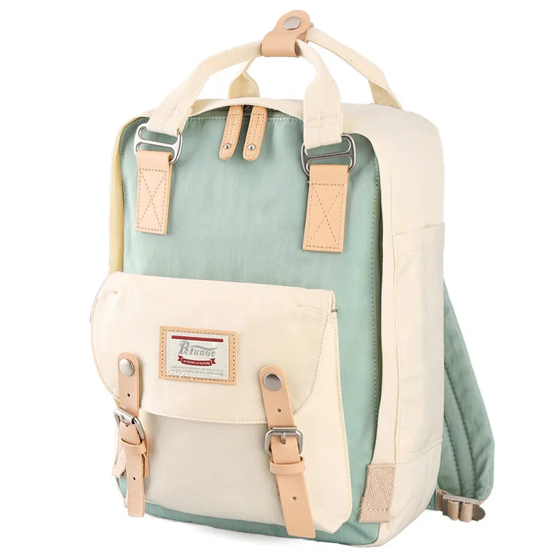 Mochila Feminina Impermeável 14" Estilo Retrô para Notebook e Faculdade