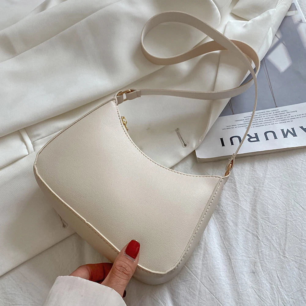 Bolsa Hobo Feminina Minimalista em Couro PU – Ombro e Transversal