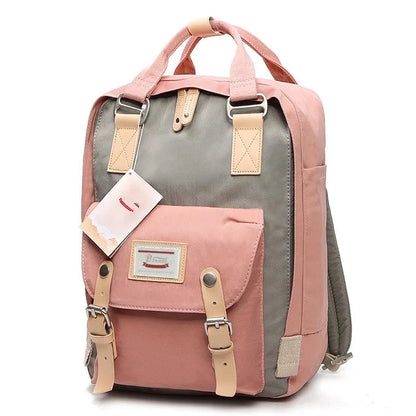 Mochila Feminina Impermeável 14" Estilo Retrô para Notebook e Faculdade