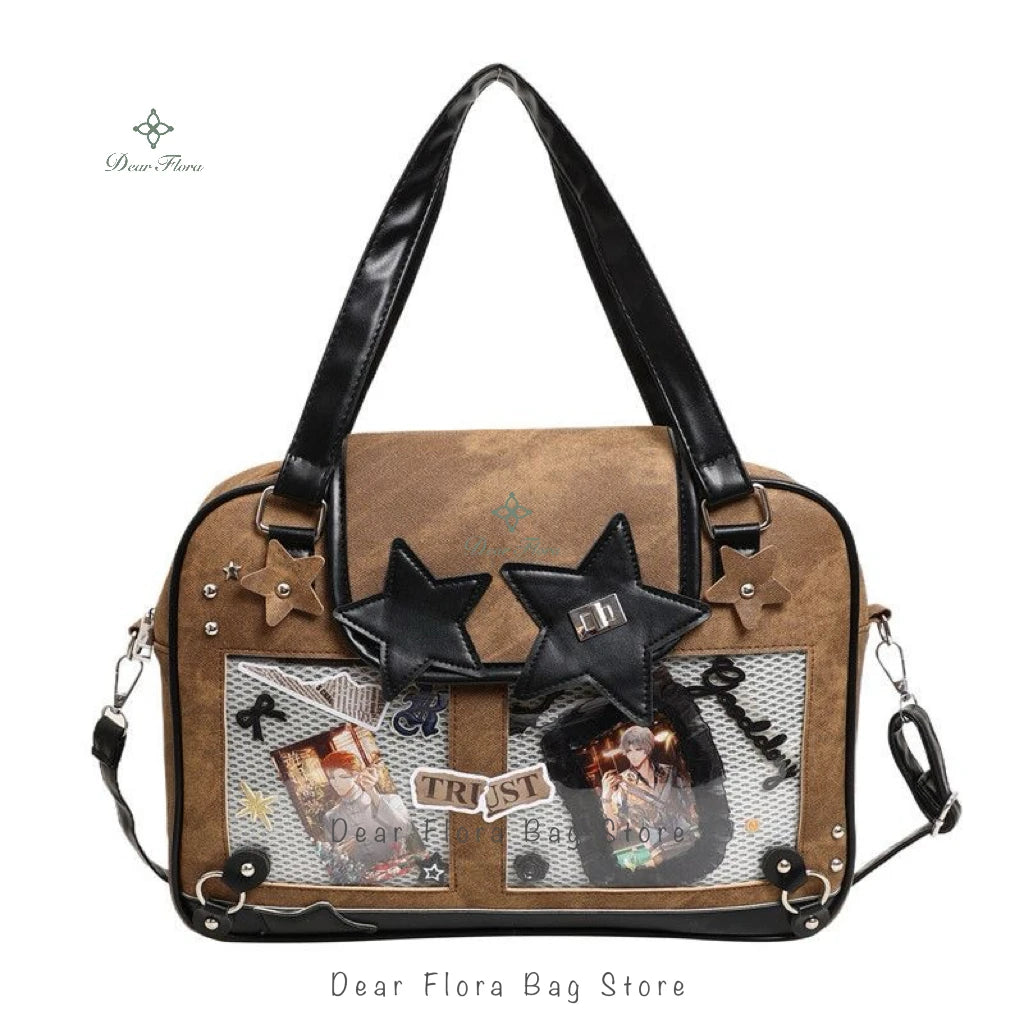 Bolsa Ita Bag Y2K com Estrelas e Janelas Transparentes