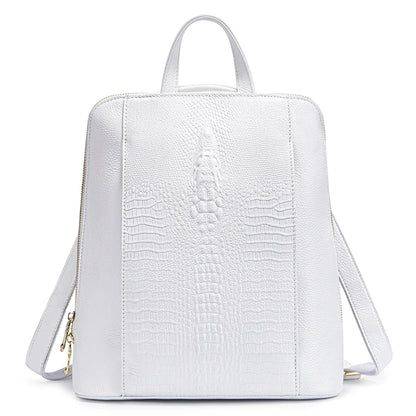 Mochila Feminina Couro Legítimo Zency Croco para Notebook 13"