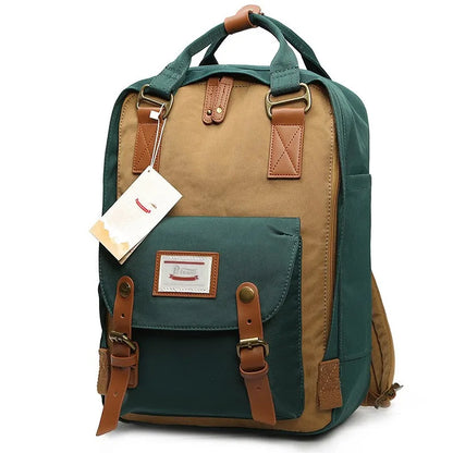 Mochila Feminina Impermeável 14" Estilo Retrô para Notebook e Faculdade