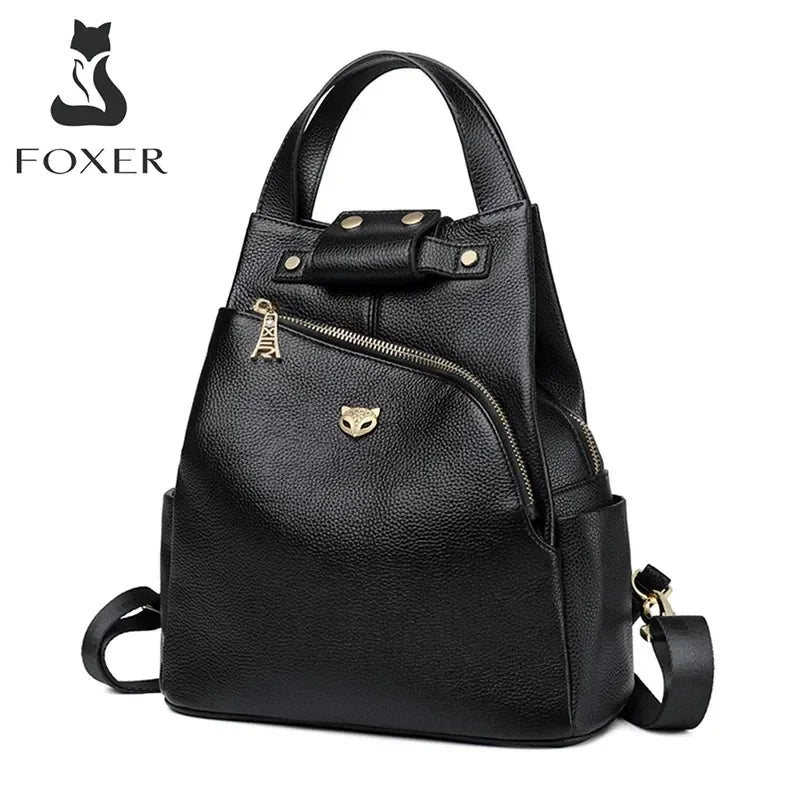 Mochila Feminina FOXER em Couro para Dia a Dia e Viagem