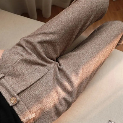 Calça Alfaiataria Feminina Cintura Alta Espinha de Peixe