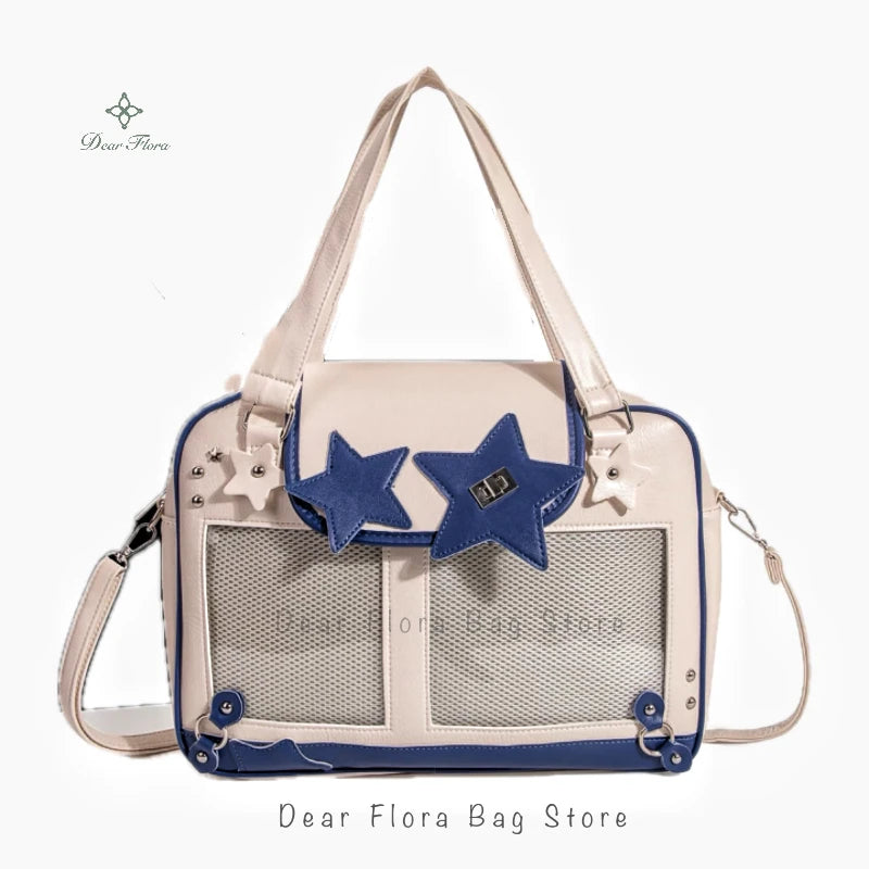 Bolsa Ita Bag Y2K com Estrelas e Janelas Transparentes