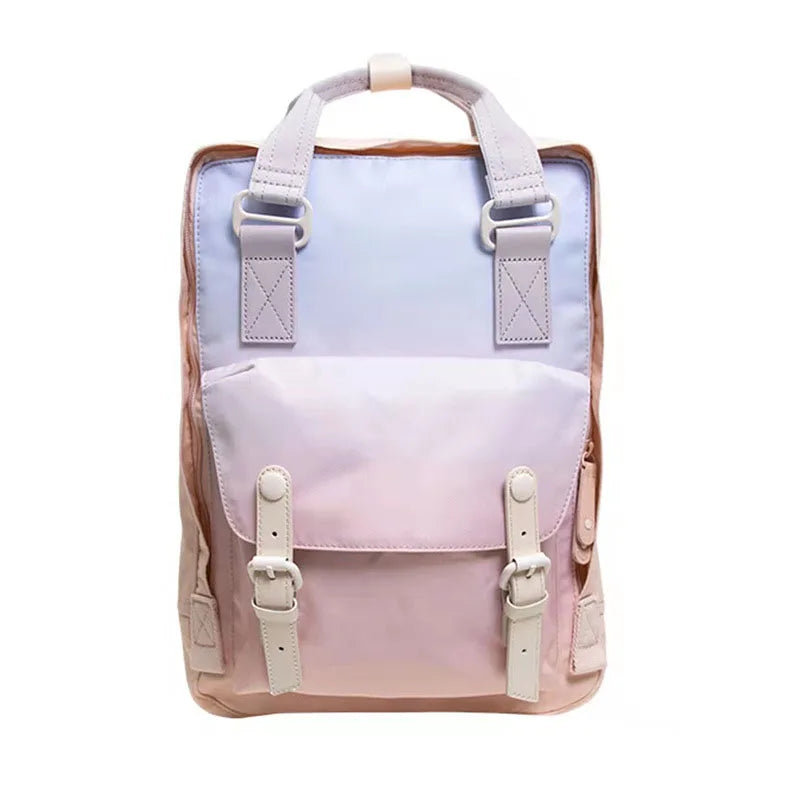 Mochila Feminina Impermeável 14" Estilo Retrô para Notebook e Faculdade