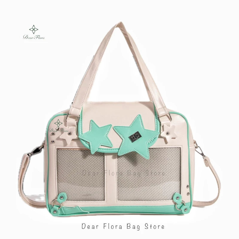 Bolsa Ita Bag Y2K com Estrelas e Janelas Transparentes