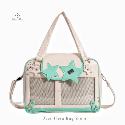 Bolsa Ita Bag Y2K com Estrelas e Janelas Transparentes