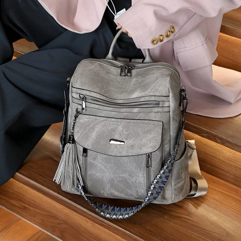 Mochila Feminina Antifurto 2025 Couro PU Impermeável Grande