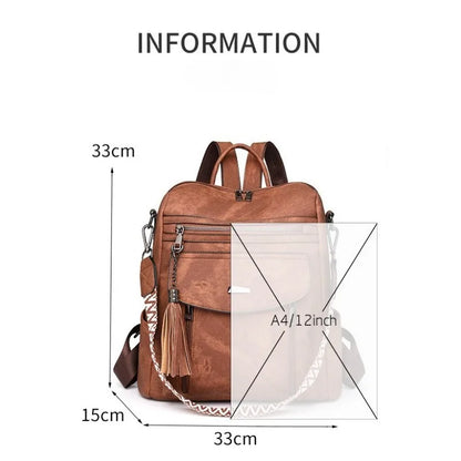 Mochila Feminina Antifurto 2025 Couro PU Impermeável Grande