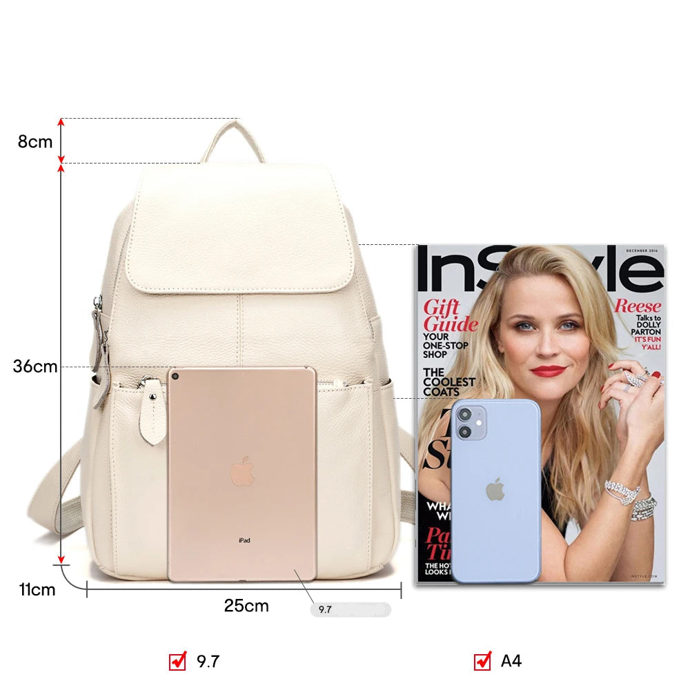 Mochila Feminina Zency Couro Legítimo Antifurto Grande