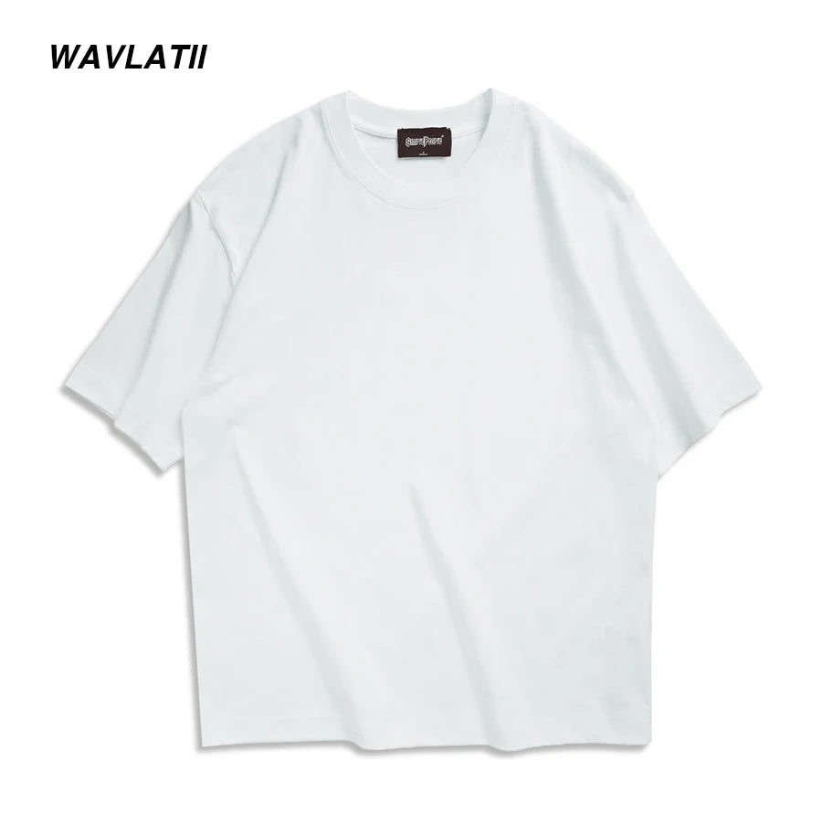 Camiseta Oversized WAVLATII 260G Unissex Streetwear Básica