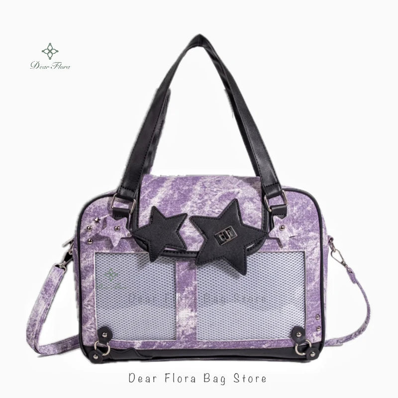 Bolsa Ita Bag Y2K com Estrelas e Janelas Transparentes