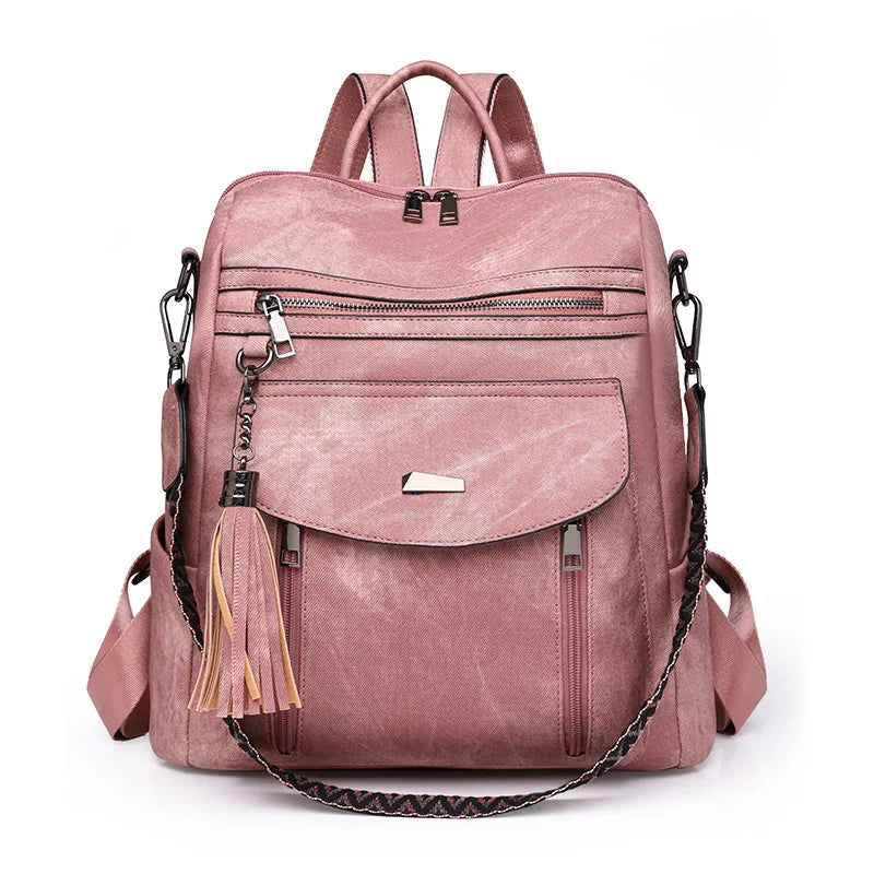 Mochila Feminina Antifurto 2025 Couro PU Impermeável Grande