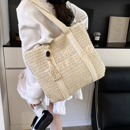 Bolsa Tote de Palha Grande Praia e Dia a Dia