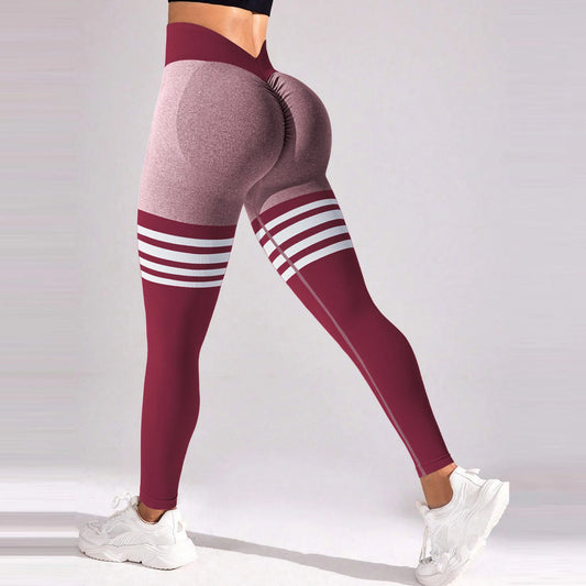 Legging Fitness Feminina Cós Alto V Scrunch Listrada Compressão