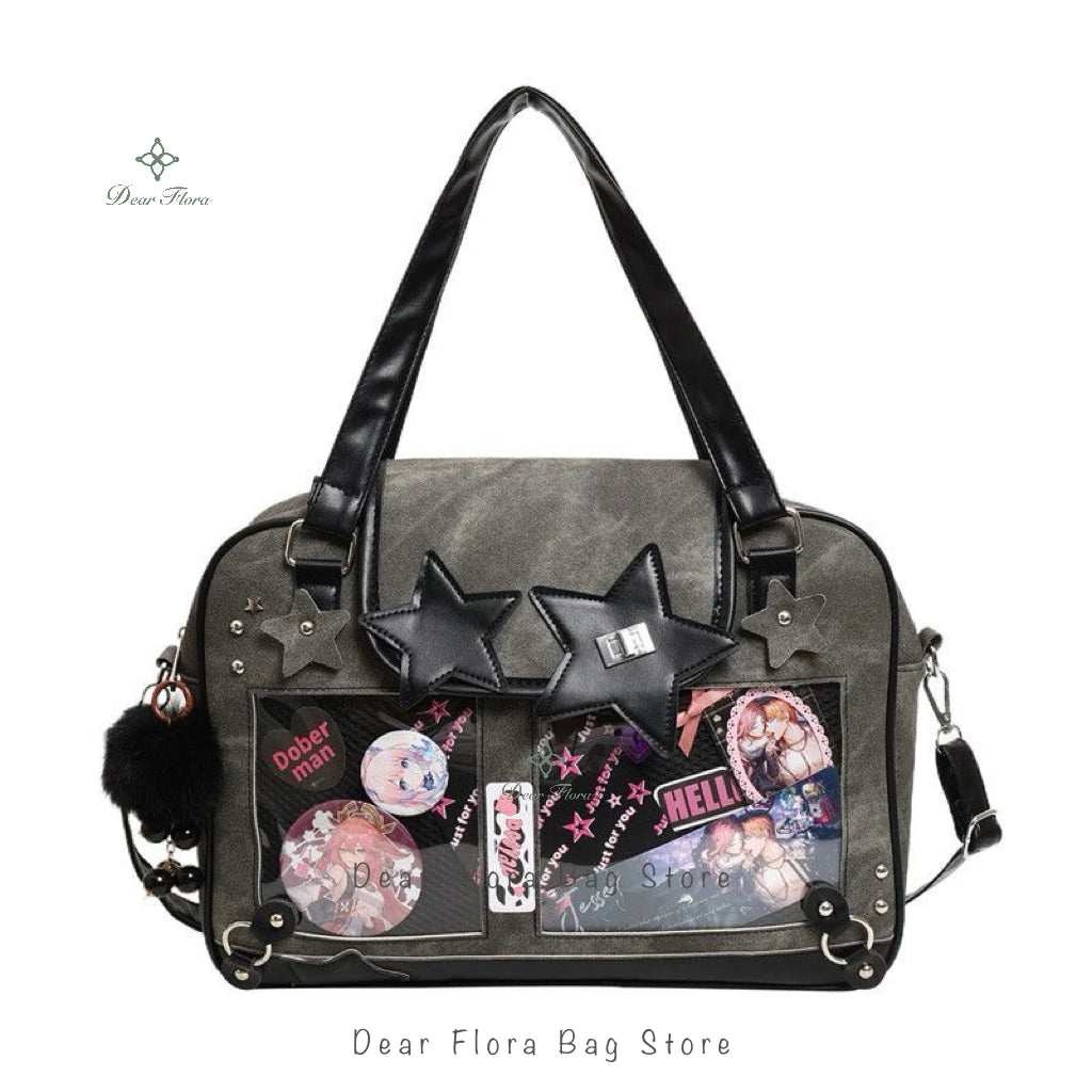 Bolsa Ita Bag Y2K com Estrelas e Janelas Transparentes