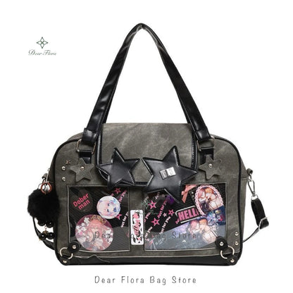 Bolsa Ita Bag Y2K com Estrelas e Janelas Transparentes