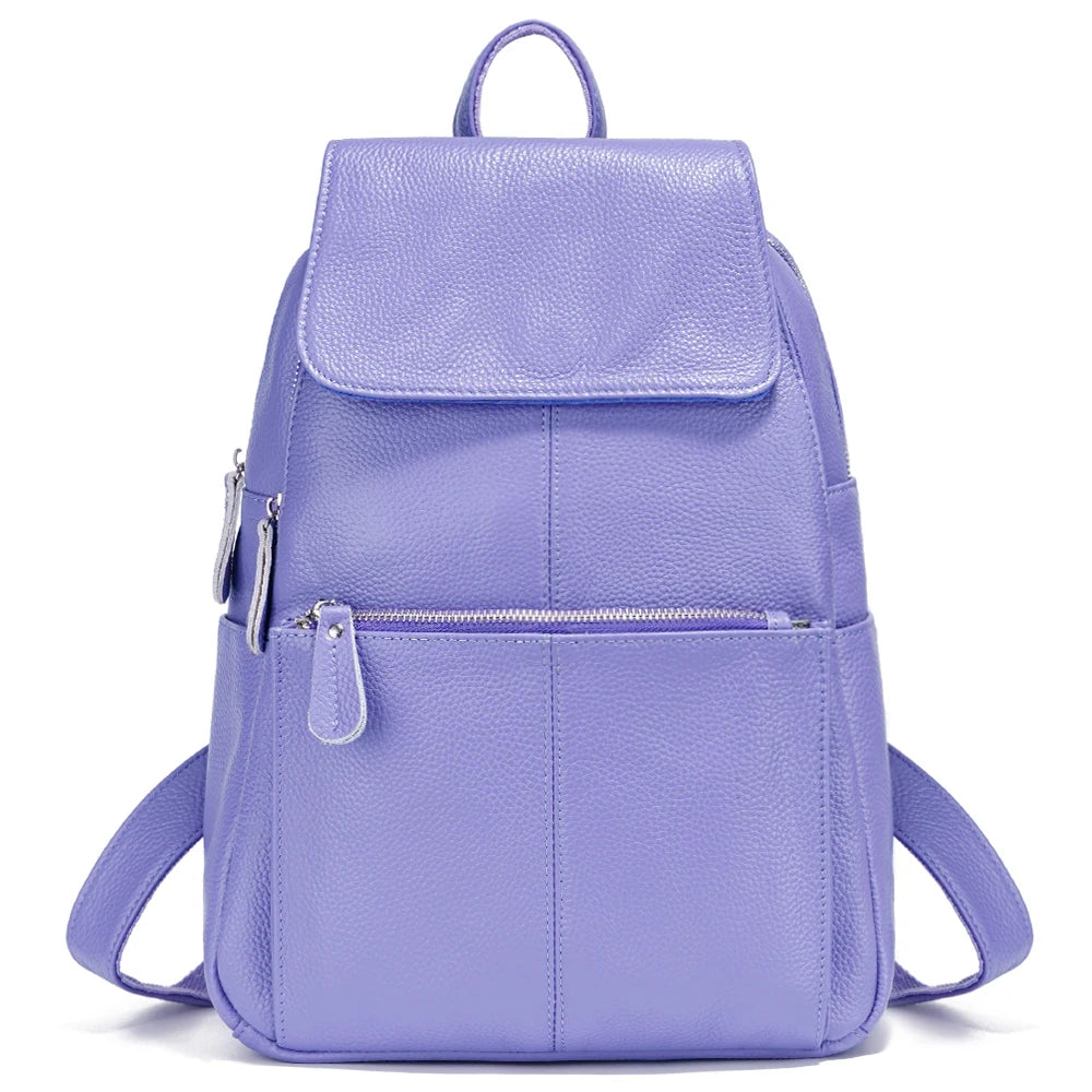 Mochila Feminina Zency Couro Legítimo Antifurto Grande